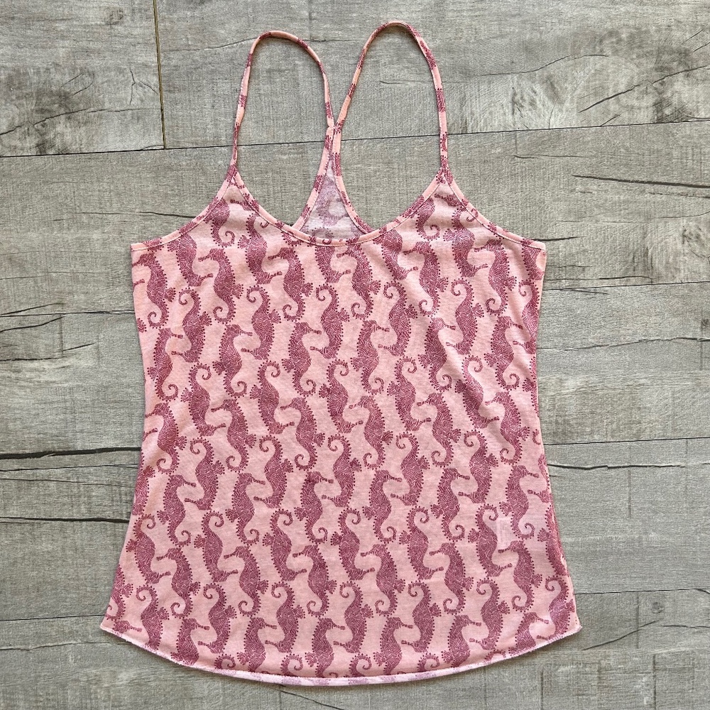 Urban Outfitters Pink Seahorse Nautical Barbiecore Kitsch Linen Blend Tank Top M